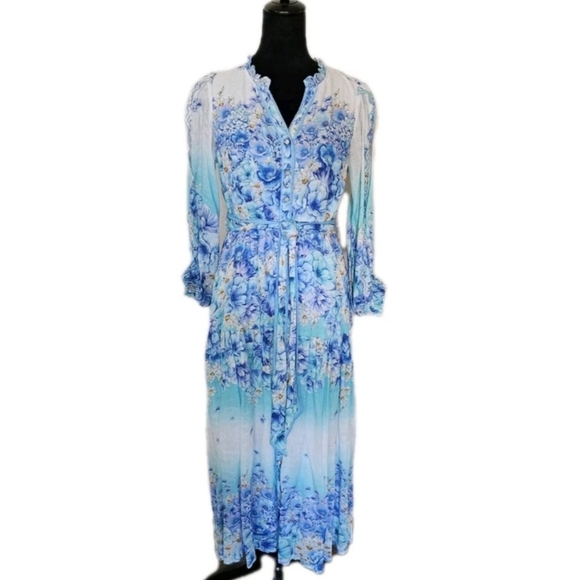 Hale Bob Blue and White Floral Dress-NWT-Size Medium - Picture 1 of 17